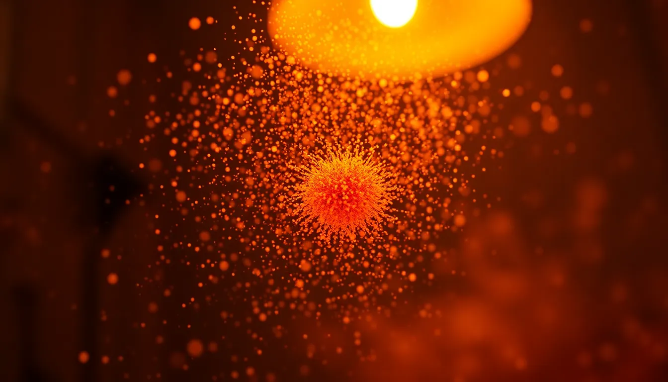 Swirling Dust Particles in Golden Light