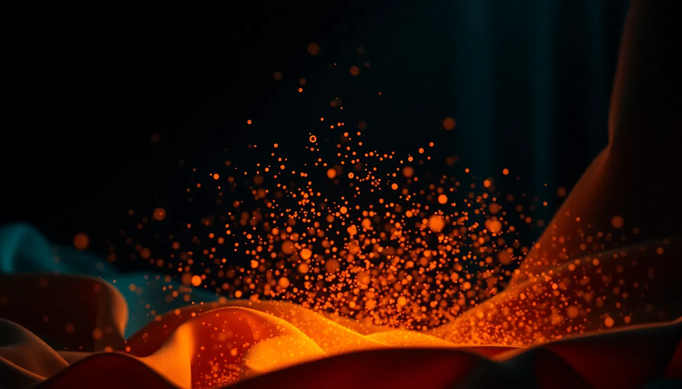 Swirling Particles in Dramatic Light