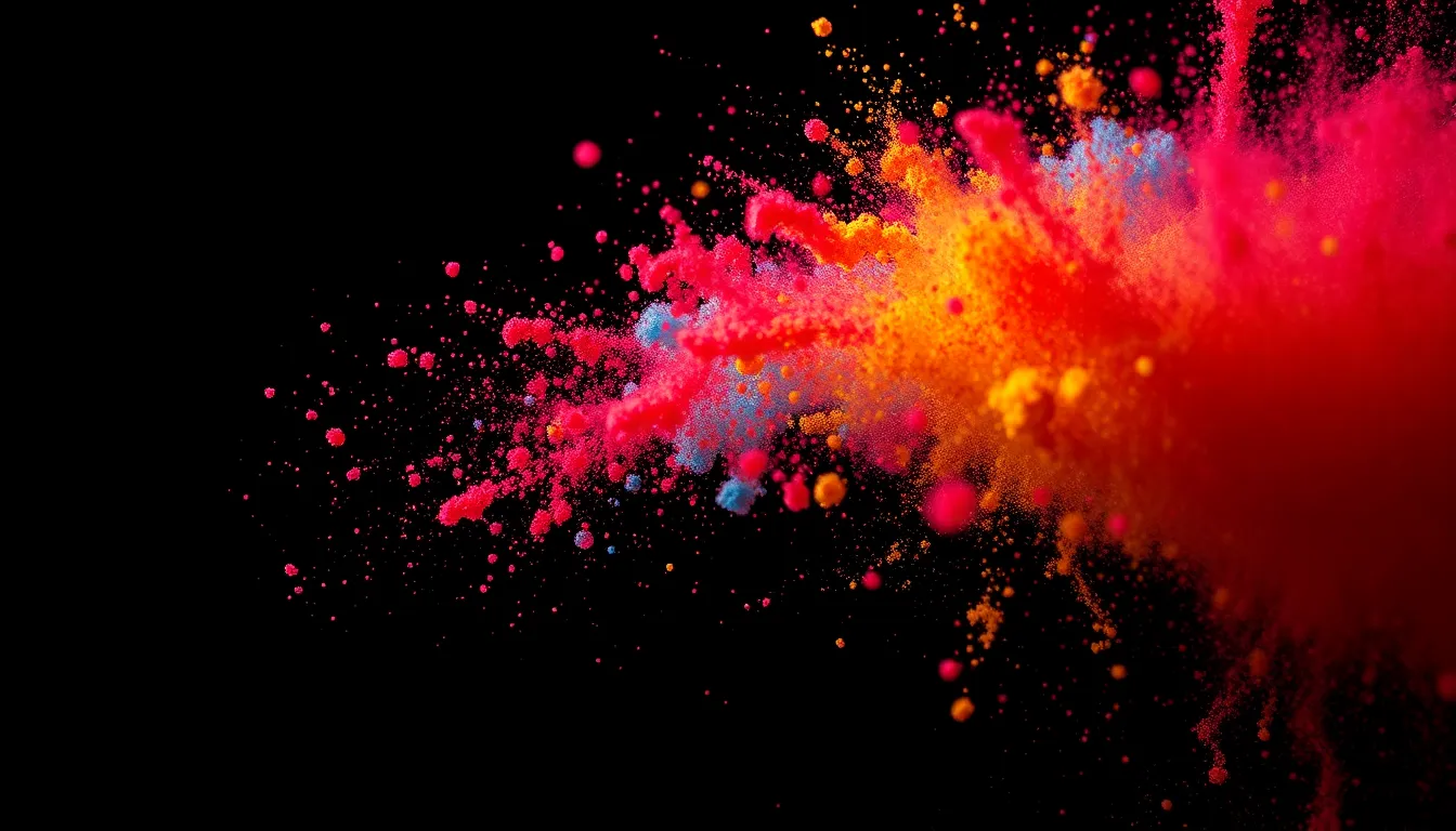 Explosive Colorful Powder Particles