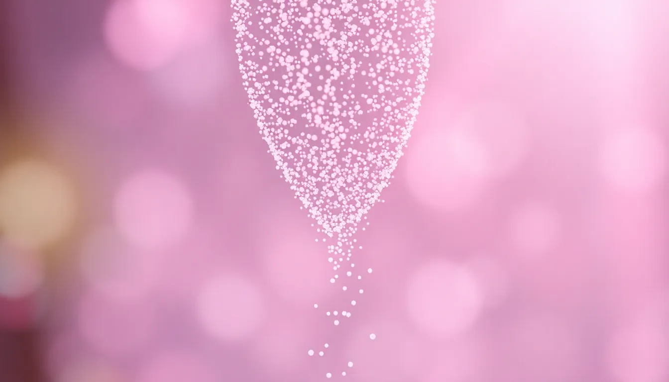 This captivating image captures ethereal particles floating gracefully through a soft, dreamy atmosphere. Shot against a blurred pastel background, the scene features delicate, shimmering particles that appear to swirl downwards, creating a sense of movement and depth. The serene color palette of pinks, lavenders, and blues enhances the otherworldly feel of the composition. Perfect for abstract art lovers, this image invites viewers into a tranquil and imaginative space.