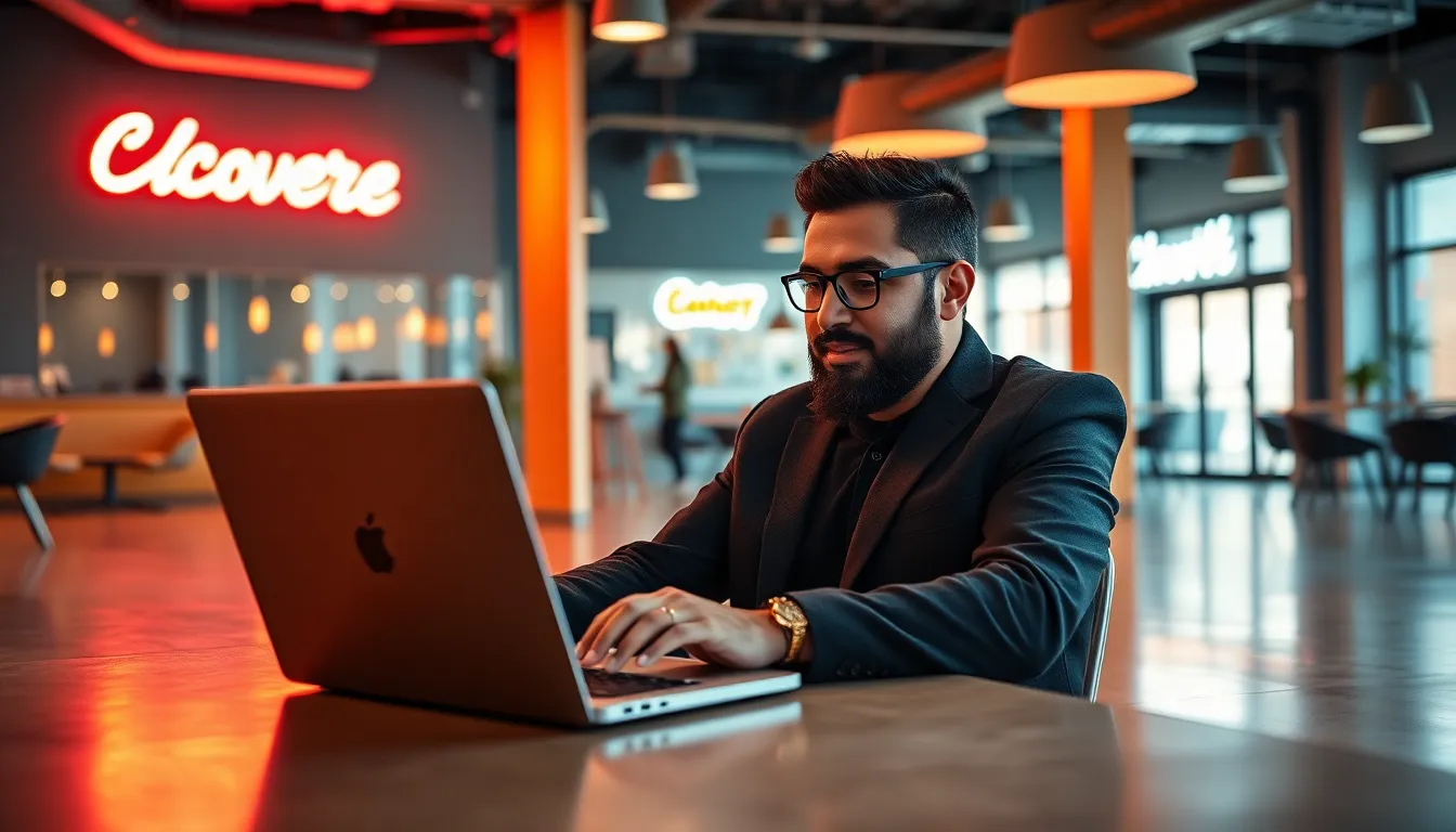 Man Working in Modern Co-Working Space