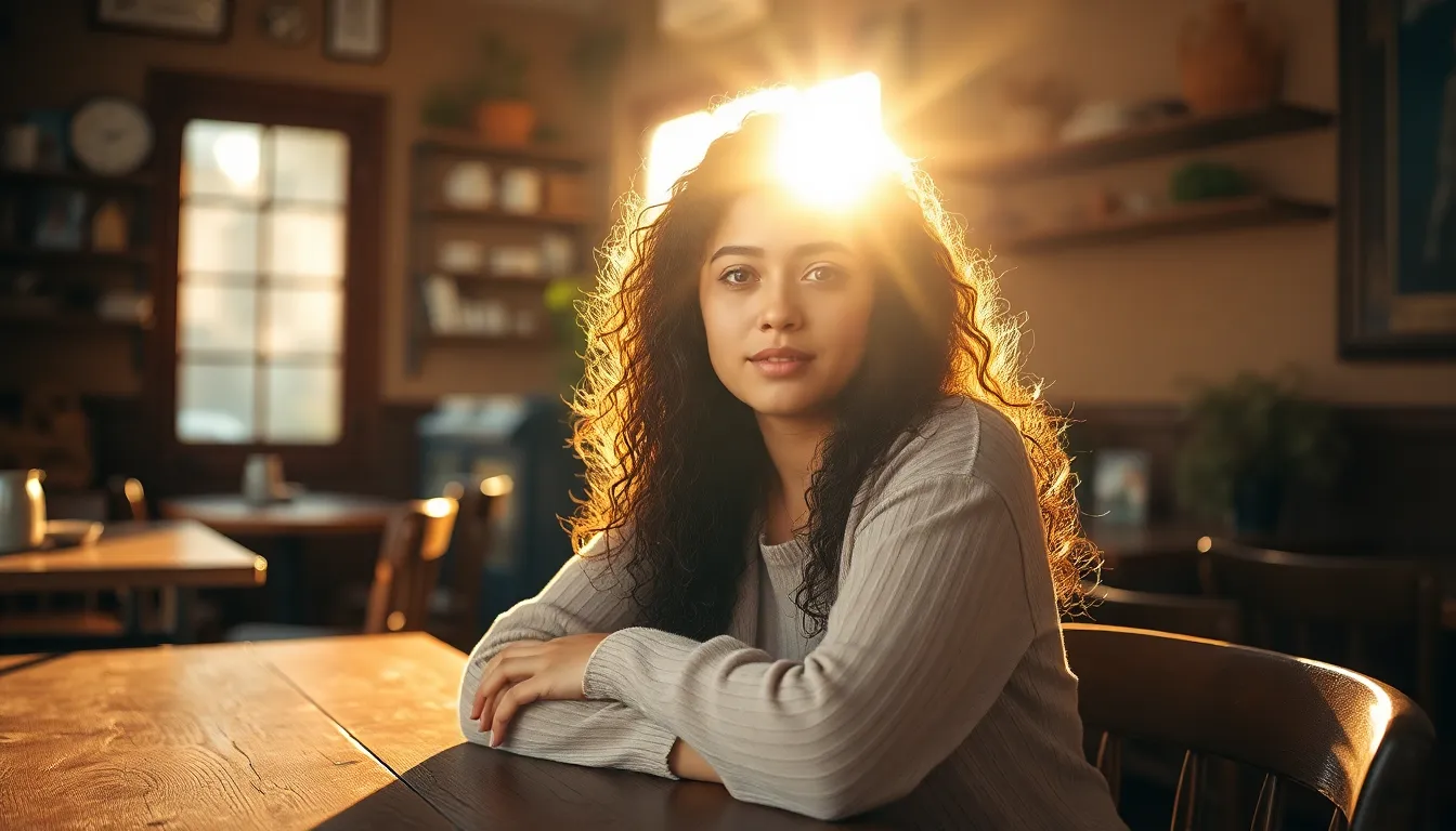 Cozy Café Moment with Young Woman