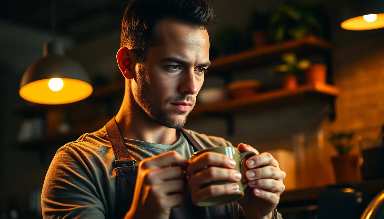 Focused Barista Preparing Coffee