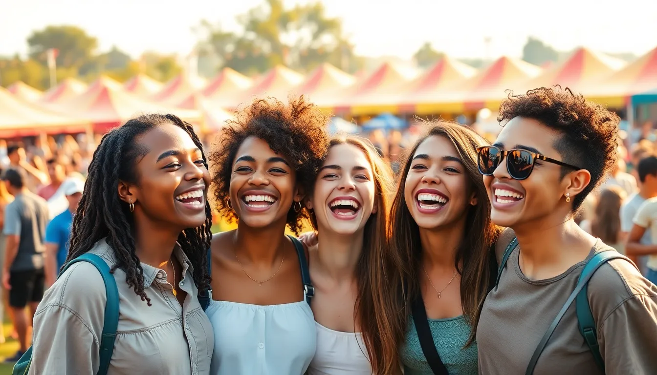 Joyful Friends at Music Festival
