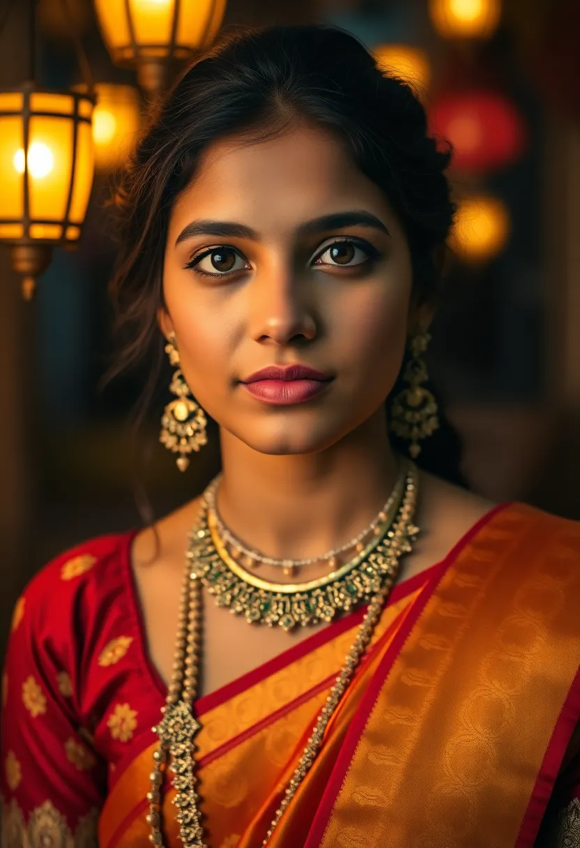 Traditional Indian Woman in Festive Attire