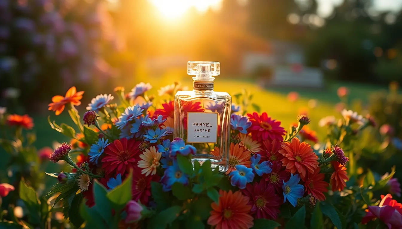 Floral Elegance Around a Crystal Perfume