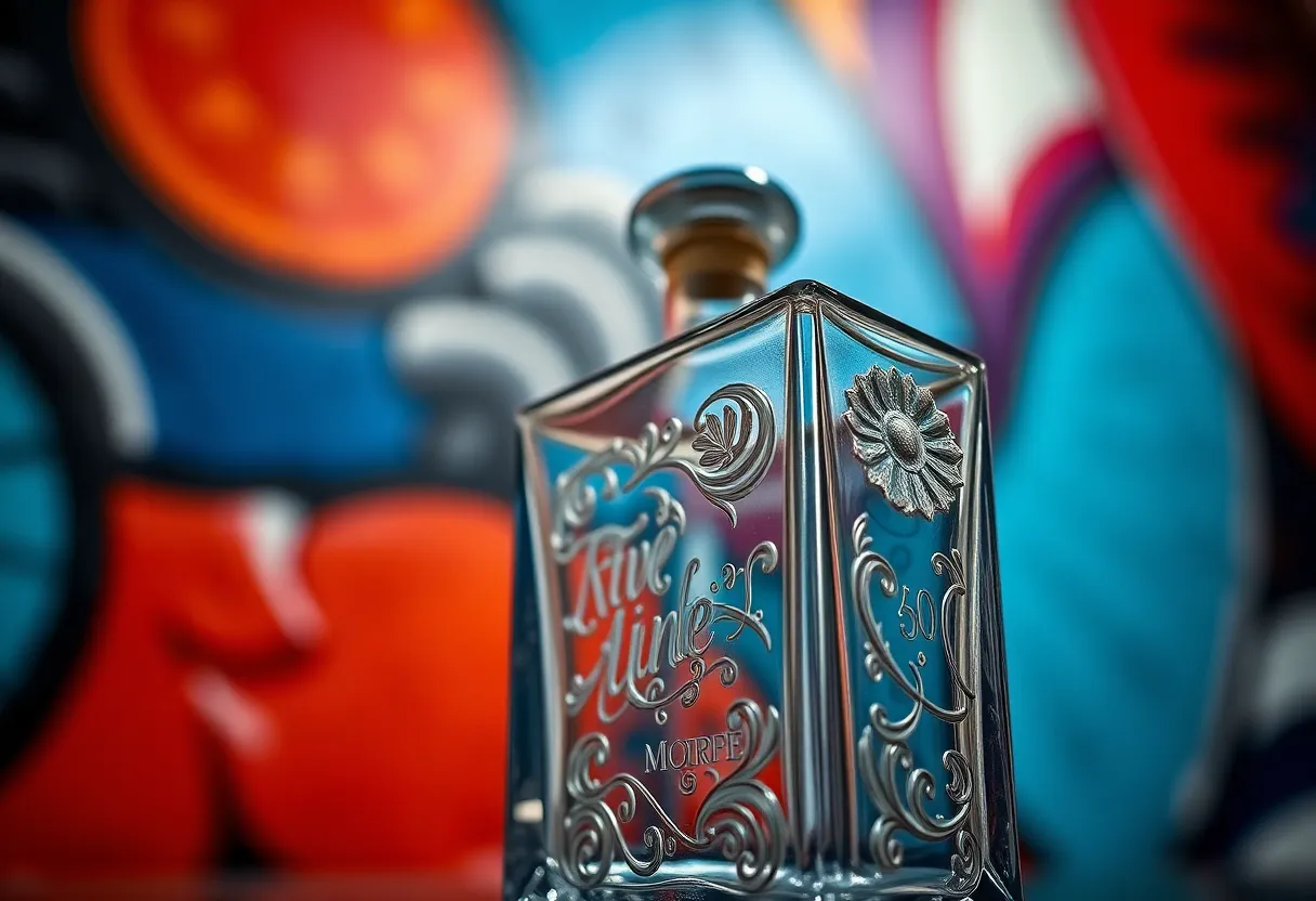Artistic Close-Up of Engraved Perfume Bottle