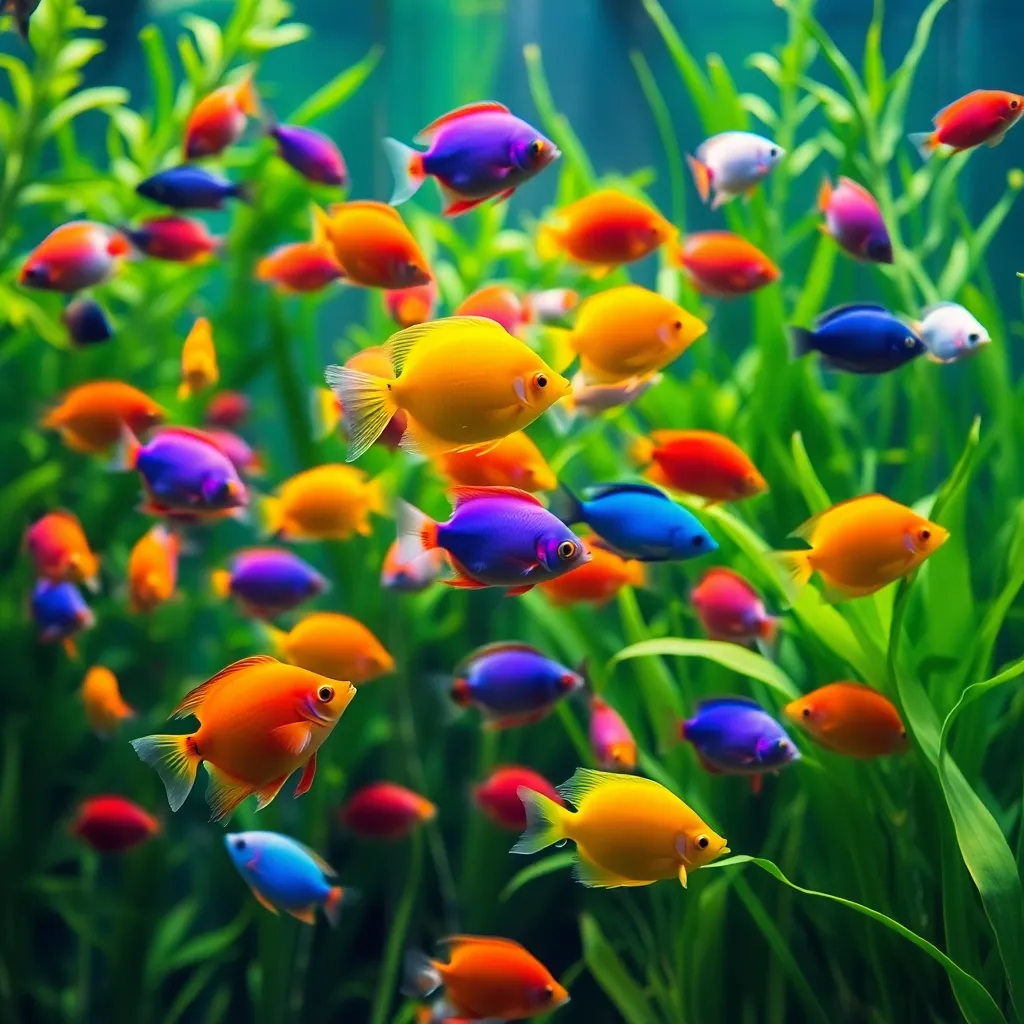 Vibrant Fish in Colorful Aquarium