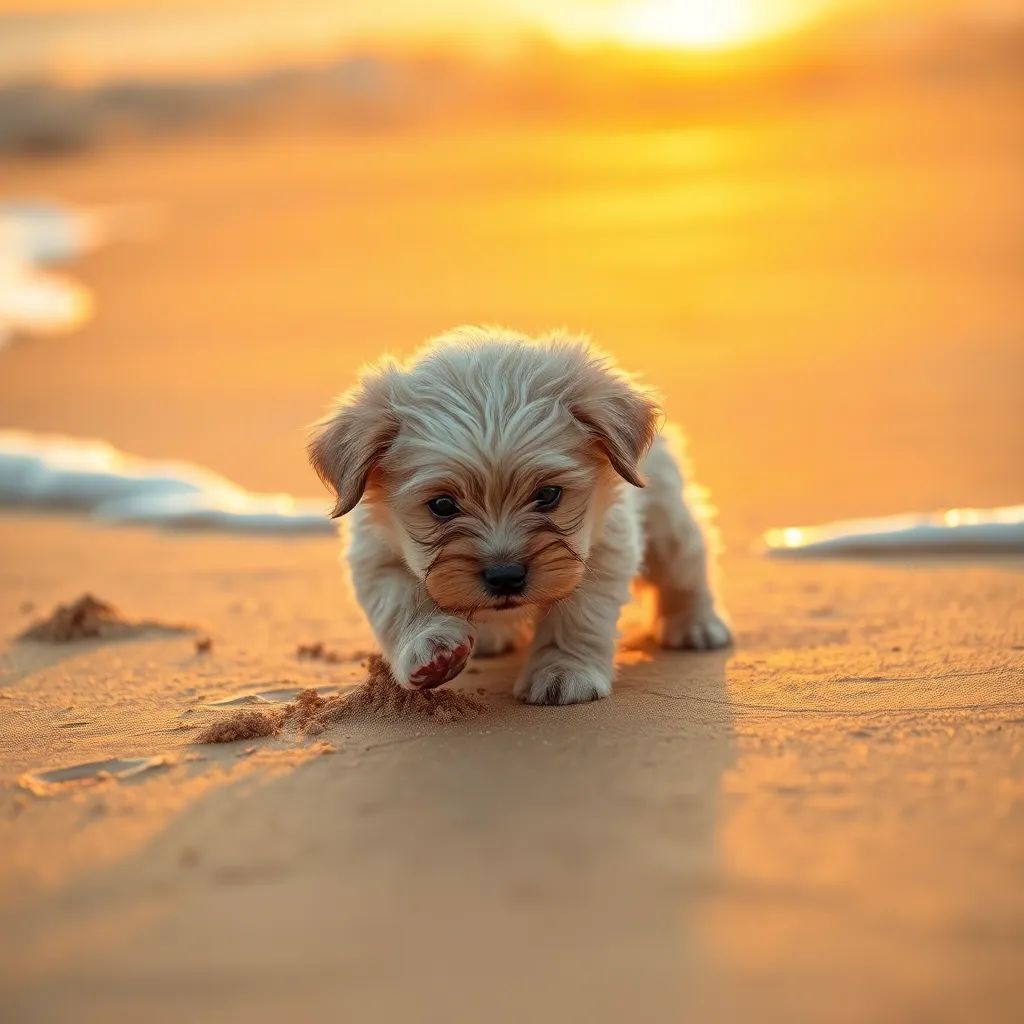 Puppy Playing in the Sand