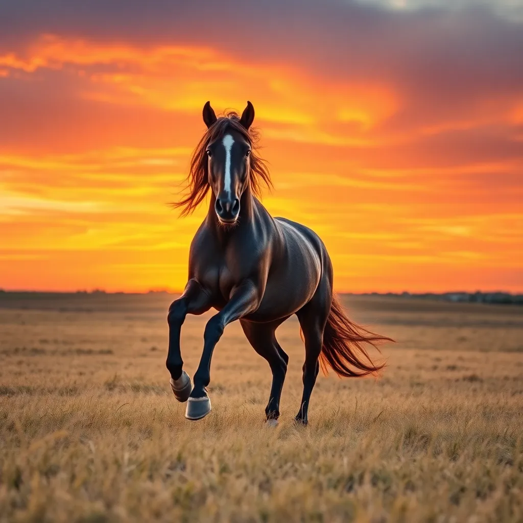 Horse Galloping at Sunset