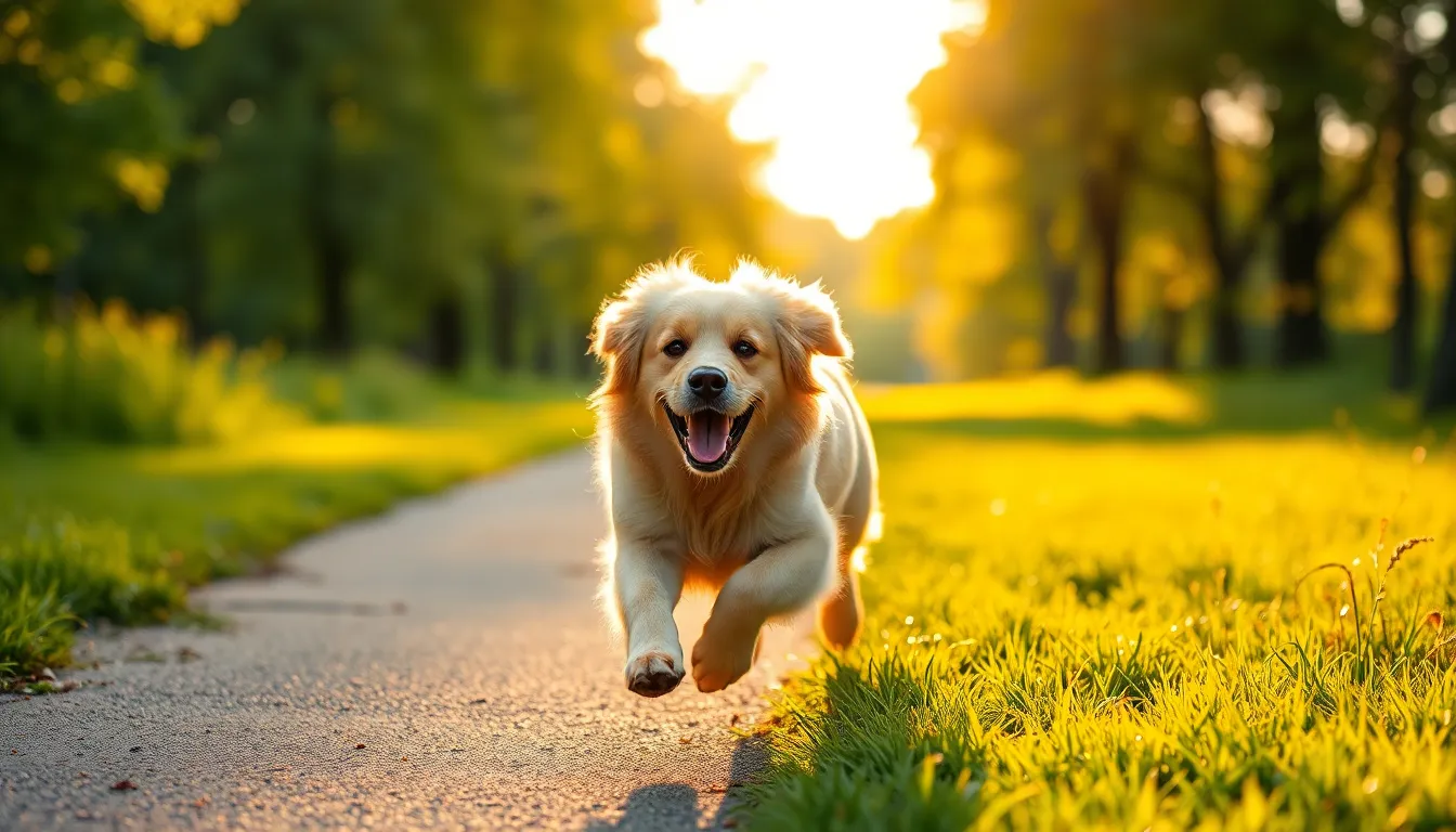 Golden Retriever Playing in Park