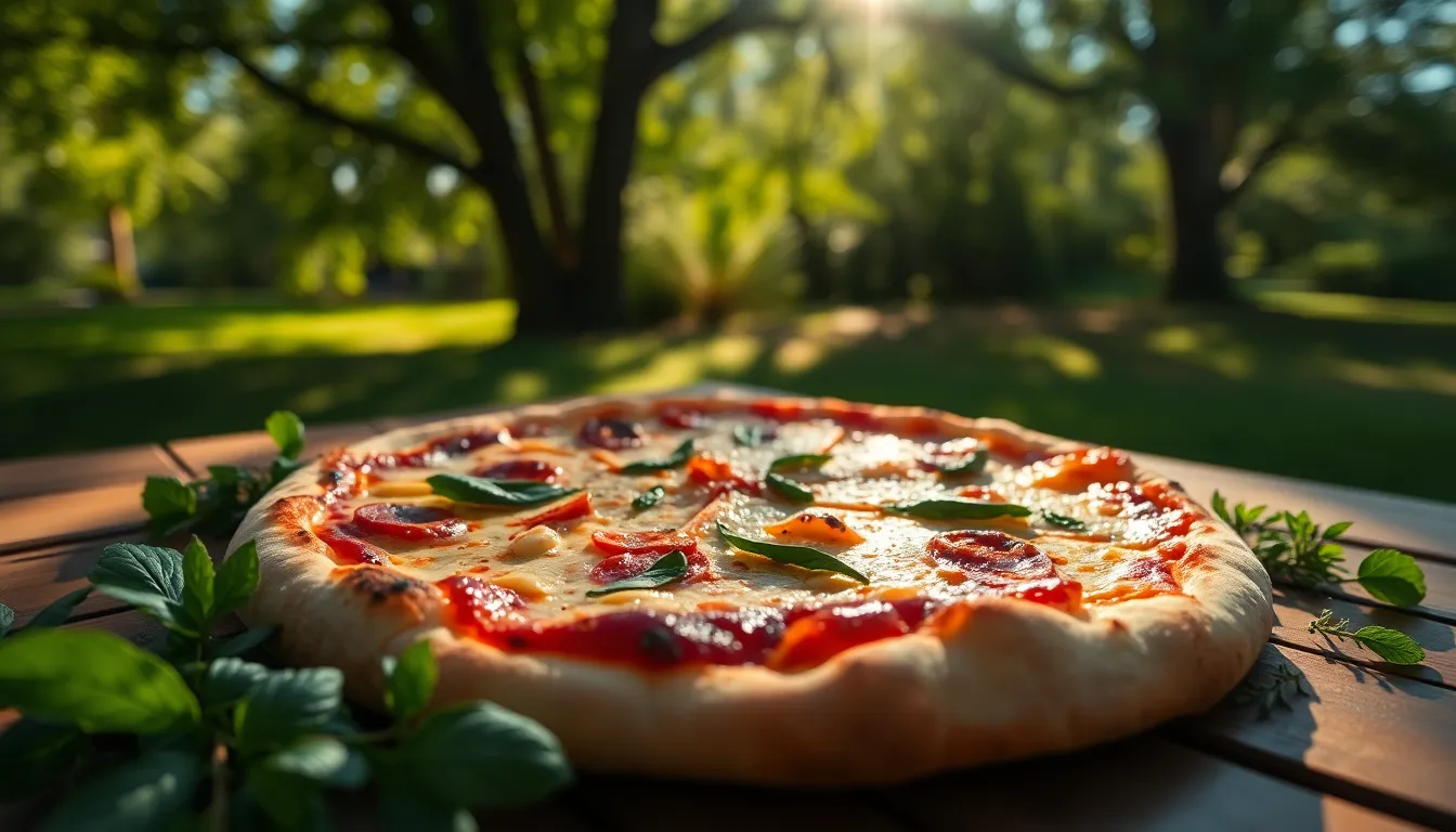 Vibrant Pizza Surrounded by Fresh Ingredients
