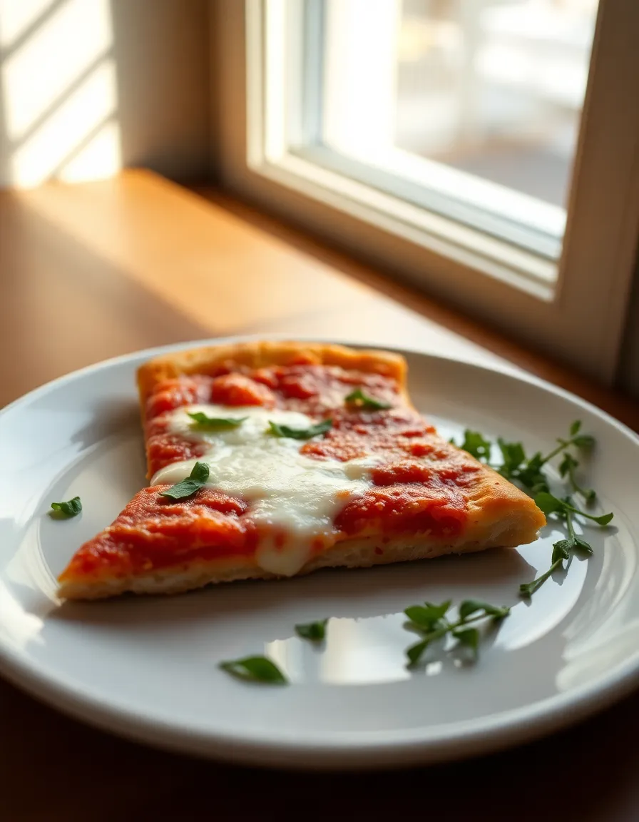 Delicious Pizza Slice with Layers on a Plate