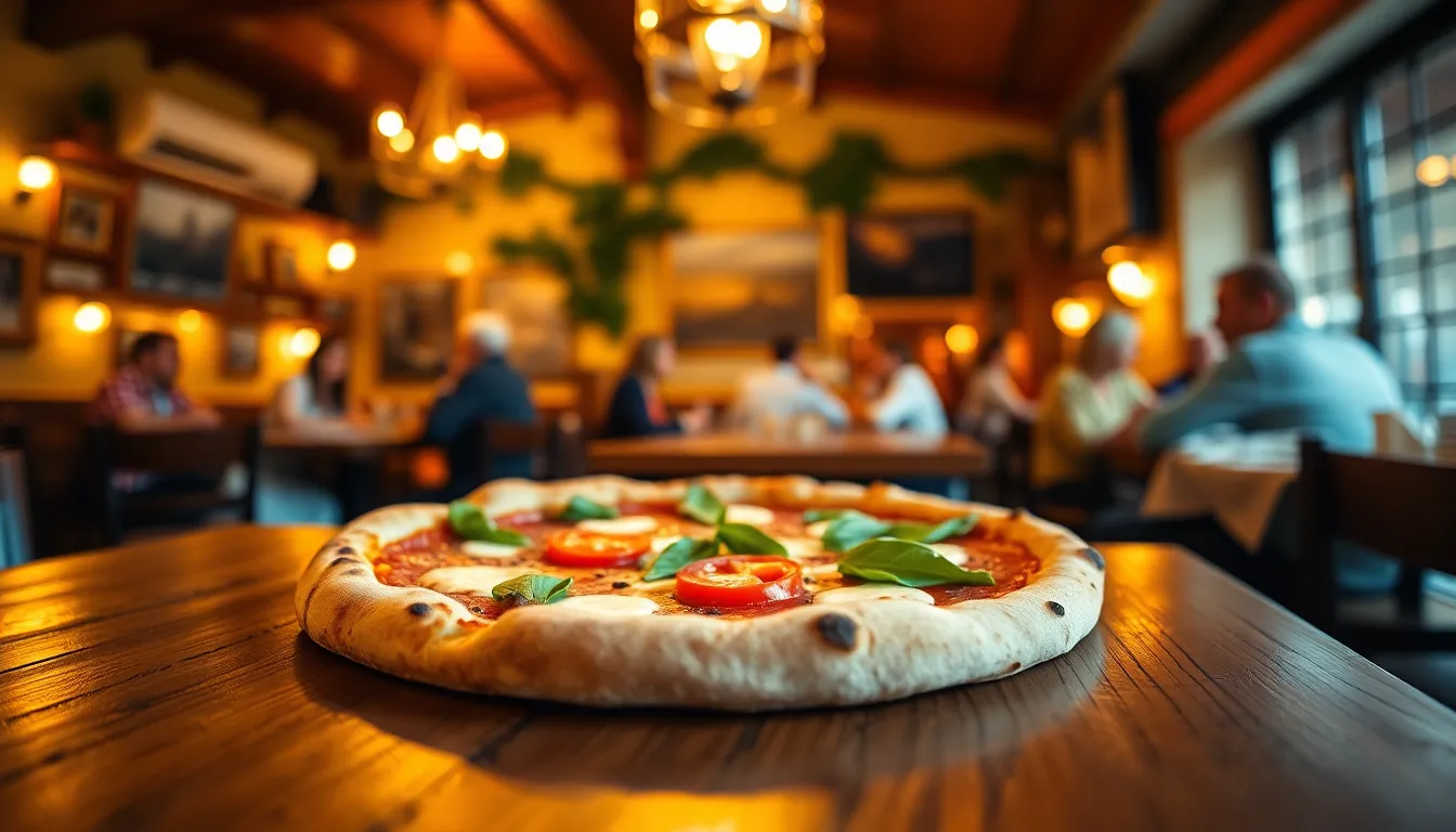 Delicious Margherita Pizza in Cozy Pizzeria