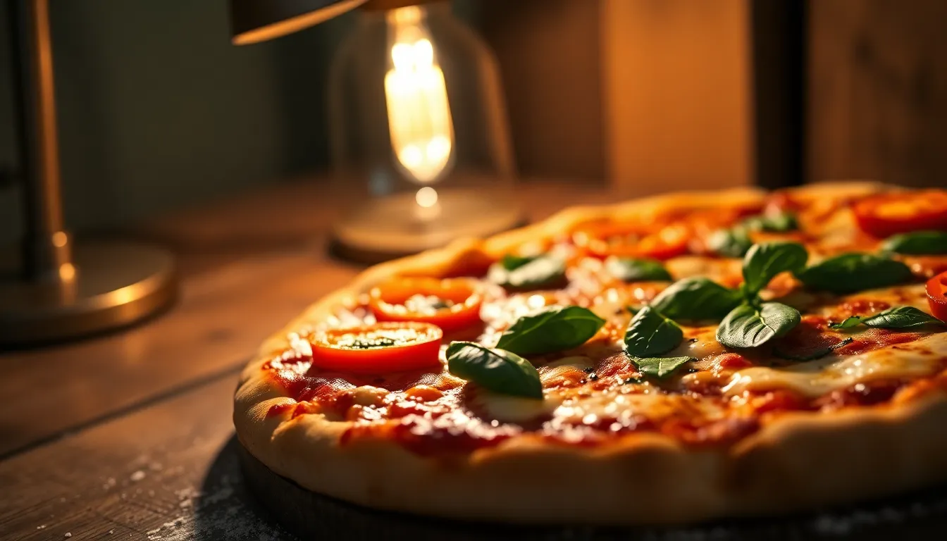 Rustic Pizza on Wooden Table