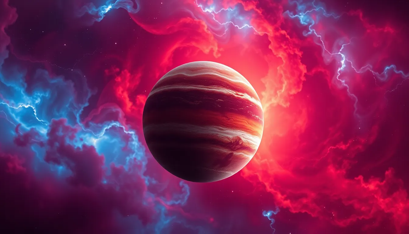 Vibrant Gas Giant in a Colorful Nebula