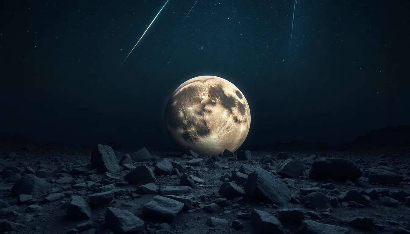 Rugged Planet Amidst Meteor Shower