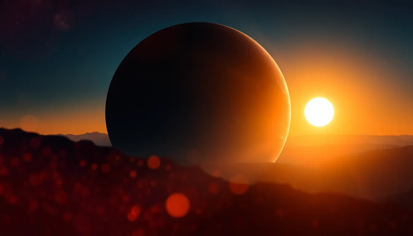 This stunning photorealistic depiction reveals a massive gas giant set against a backdrop of swirling nebulae. Illuminated by soft twilight light, the planet's atmosphere showcases vibrant hues of blue and orange. With a shallow depth of field, the foreground is beautifully blurred, creating a sense of immense scale. The composition expertly balances the planet's presence, using leading lines of stardust that guide the viewer's gaze. A perfect blend of cosmic beauty and drama.