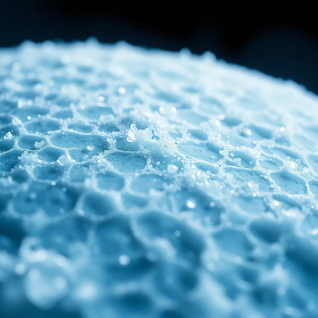 Intricate Frost Patterns on Icy Moon Surface