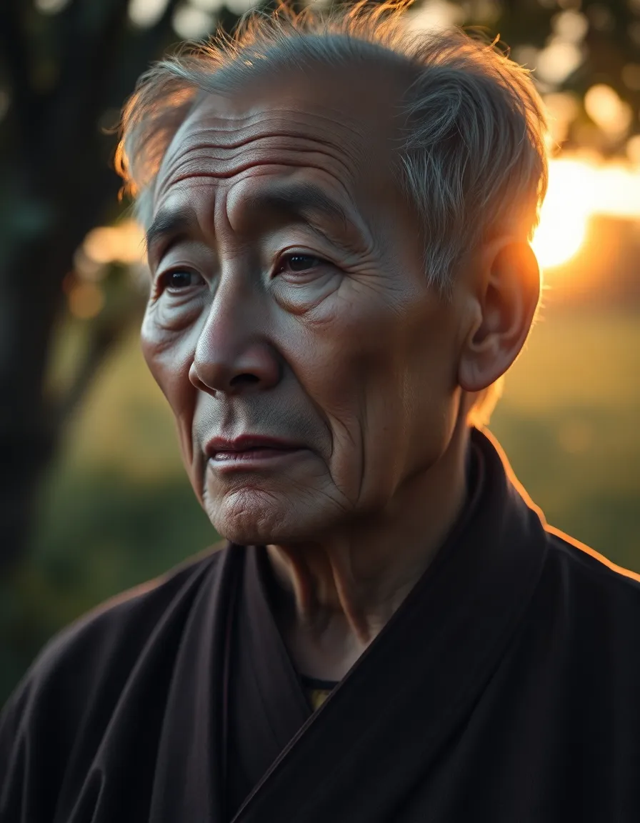 Contemplative Portrait of an Elderly Asian Man