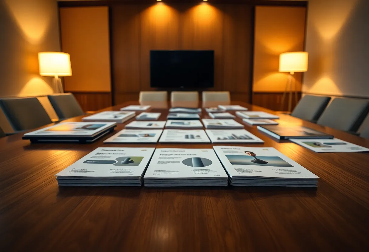 Elegant Presentation Materials on Conference Table