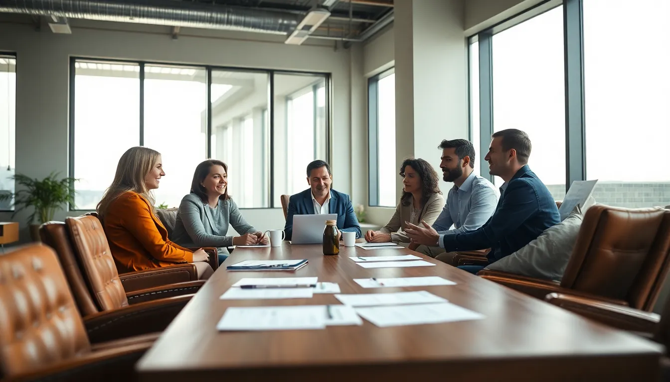 Collaborative Team Meeting in Modern Office