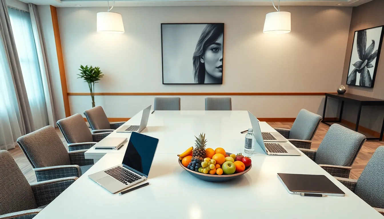 Elegant Conference Table Setup