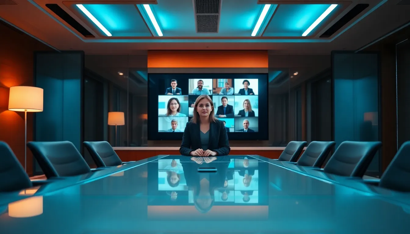 Virtual Meeting in a Modern Boardroom