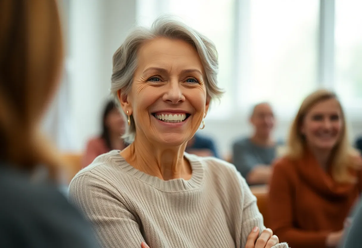 Mature Woman Leading Workshop