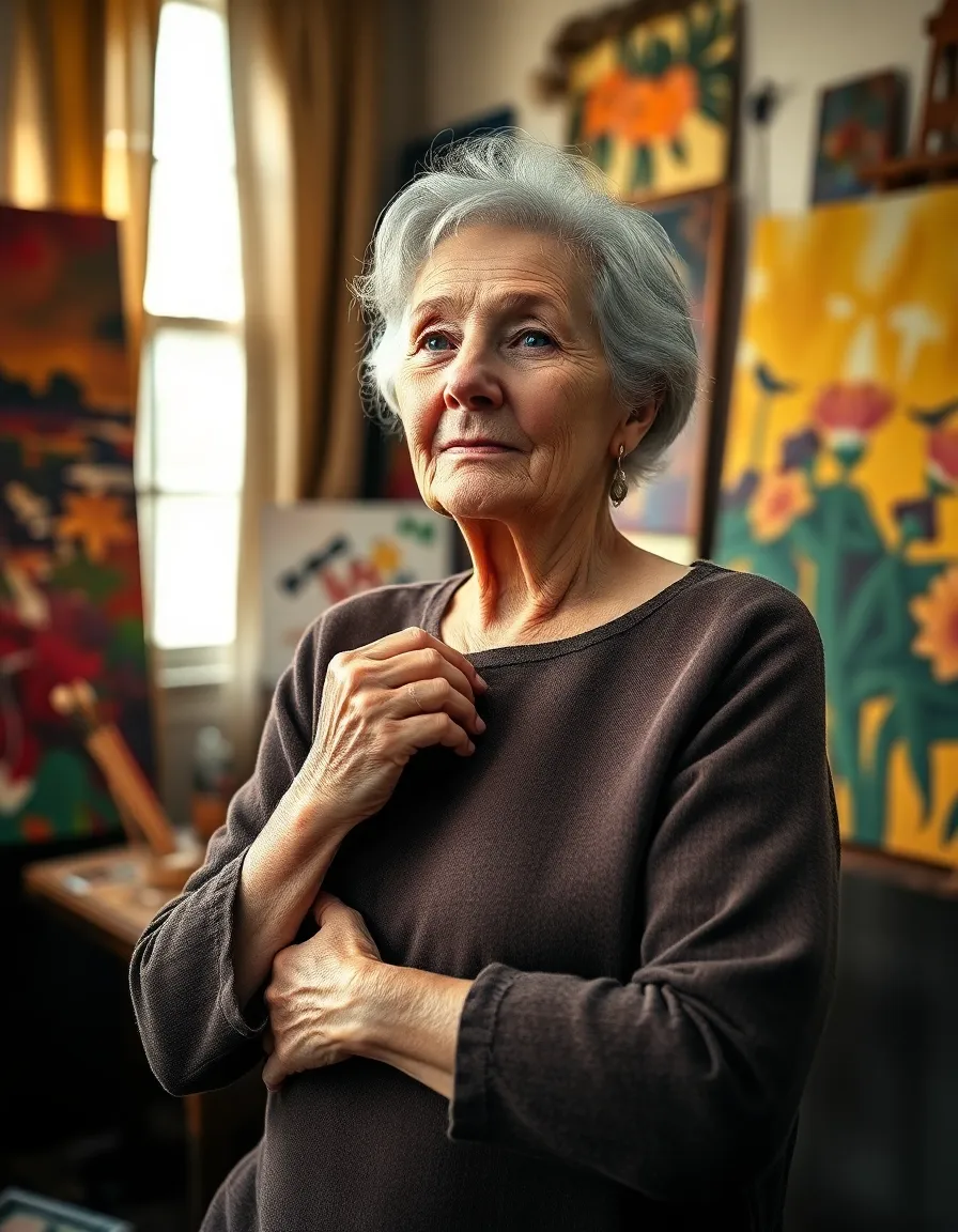 Elderly Female Artist In Creative Studio