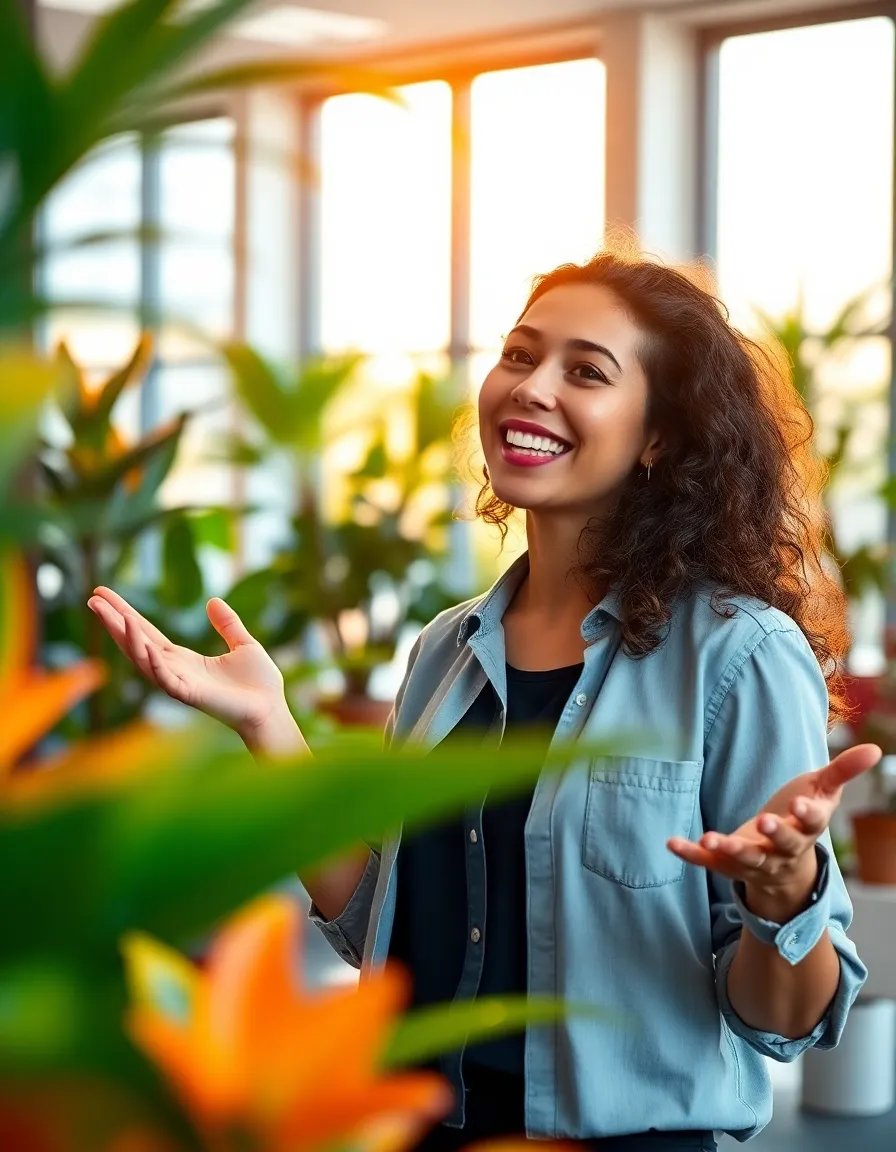 Energetic Entrepreneur Presenting in Office