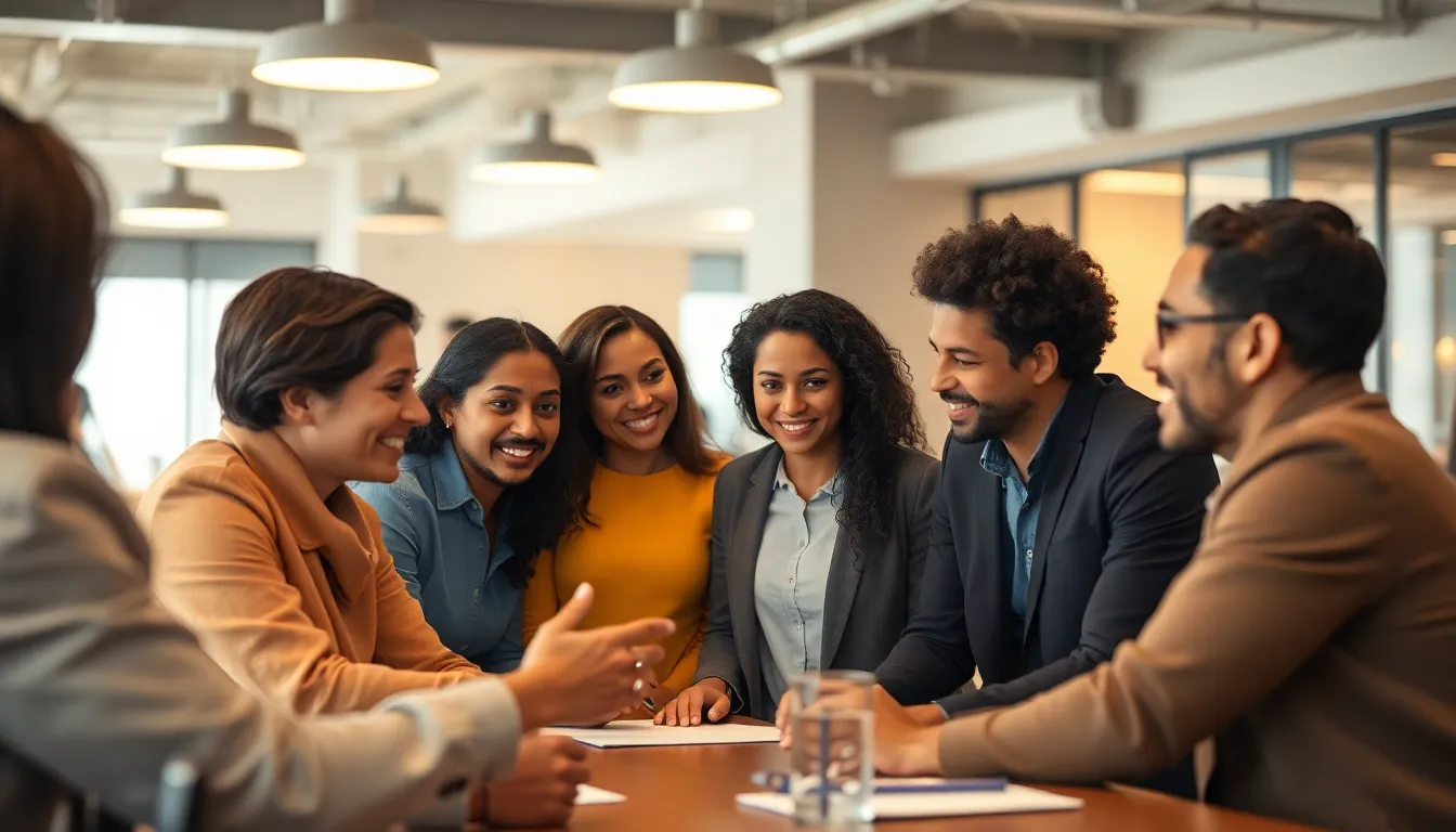 Diverse Team Brainstorming in Modern Office
