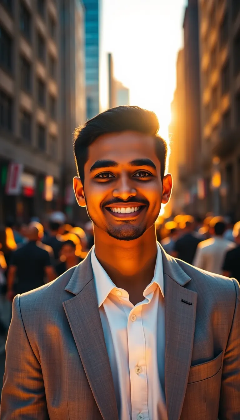 Confident Businessman in City Square