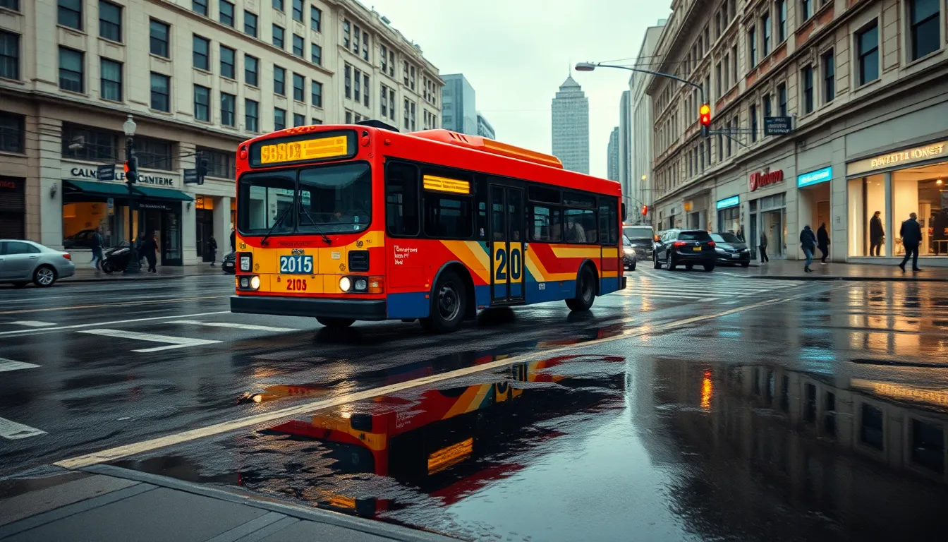 City Bus on a Rainy Day