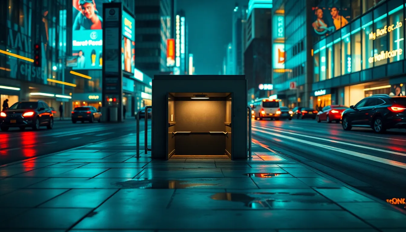 Subway Entrance in Urban Nightlife