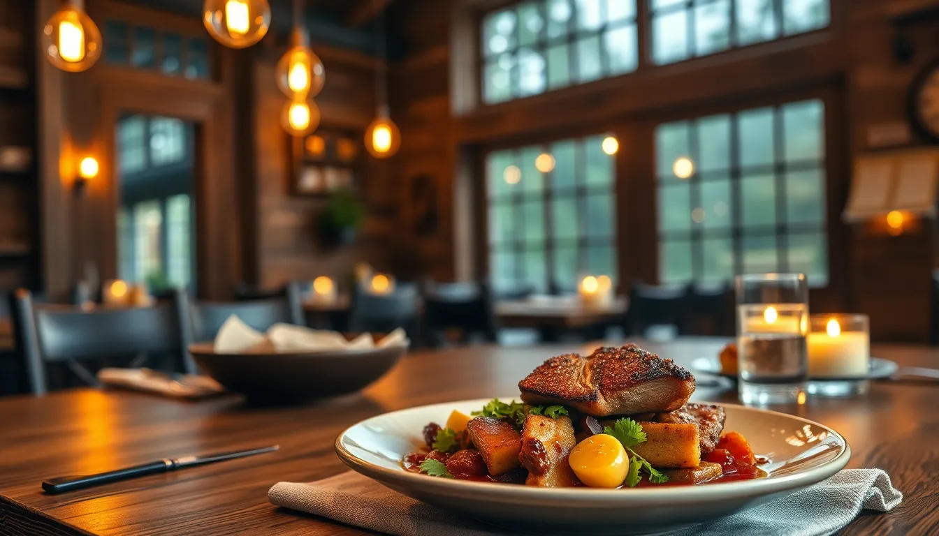 Gourmet Dinner Setting with Seared Duck