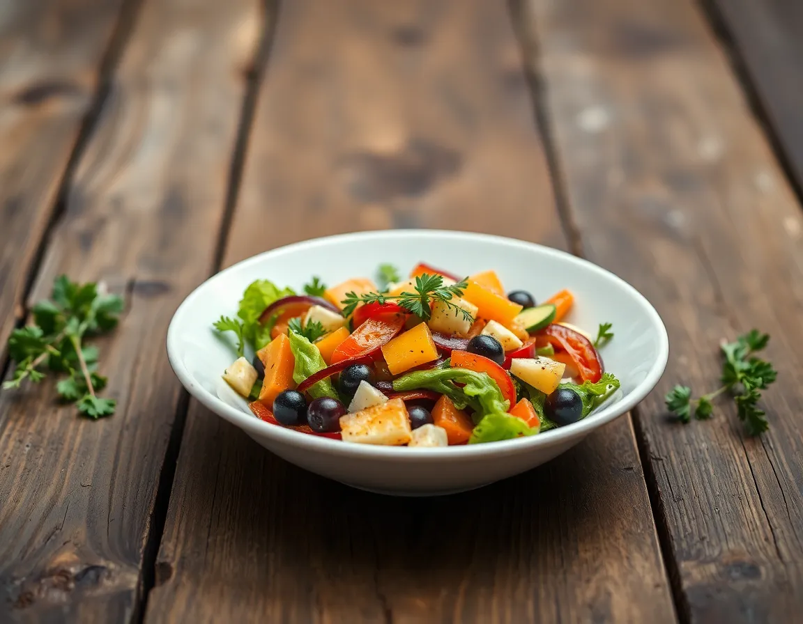 Vibrant Salad in Rustic Setting