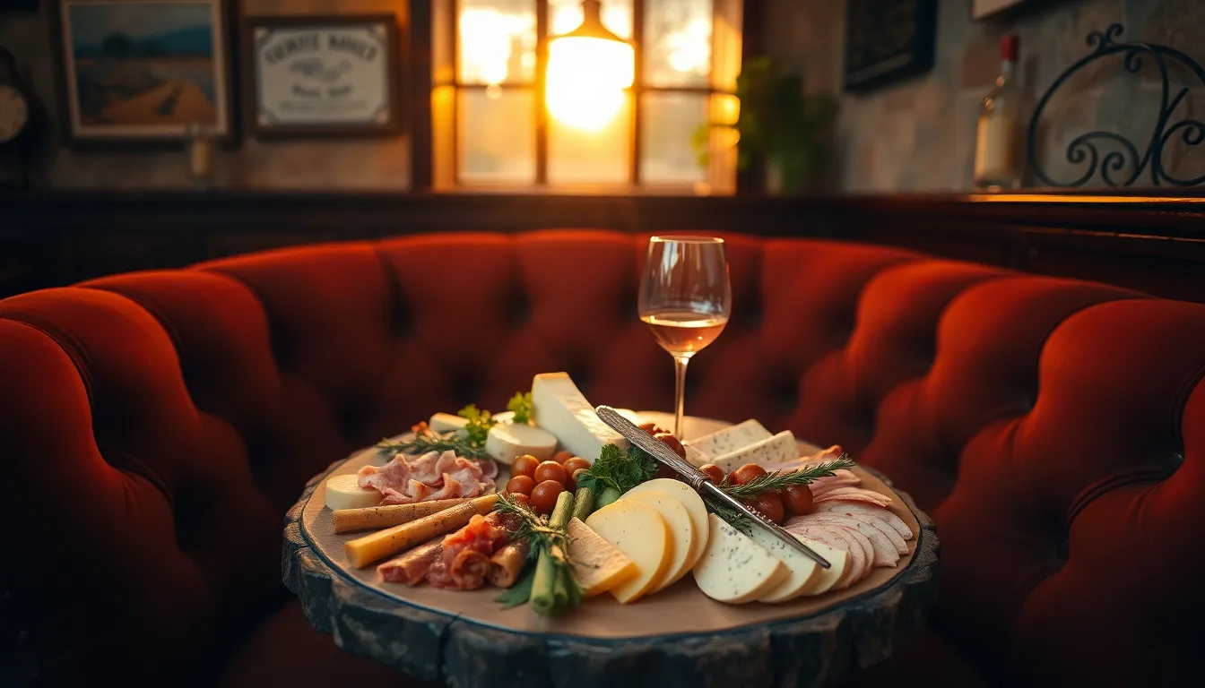 Cozy Charcuterie Board in Rustic Italian Restaurant
