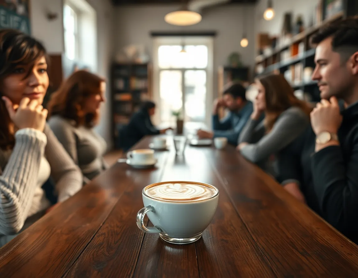 Cozy Café Scene with Latte Art