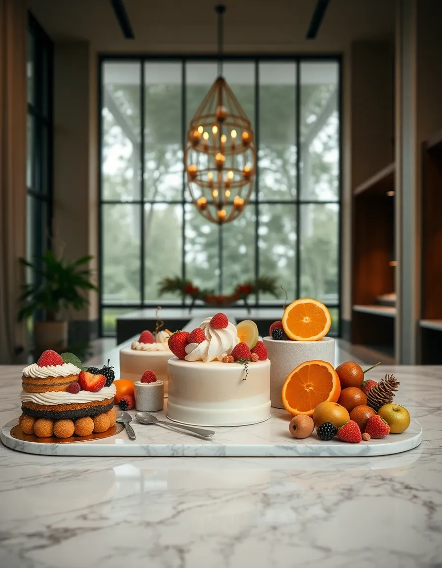 Elegant Dessert Display on Marble Countertop