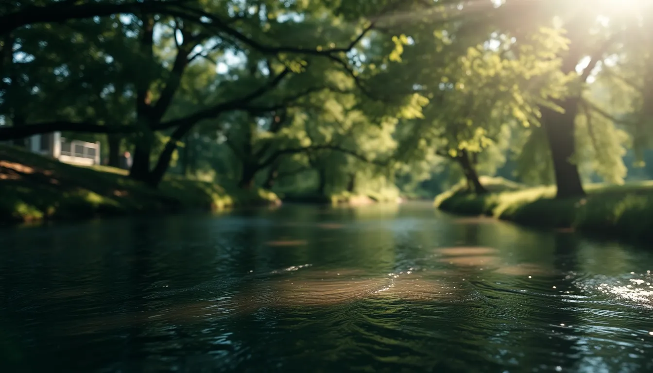 Dappled Light on Calm River