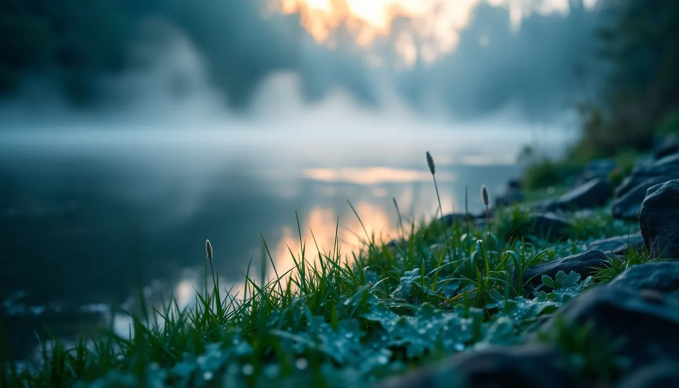 Misty River Edge at Dawn