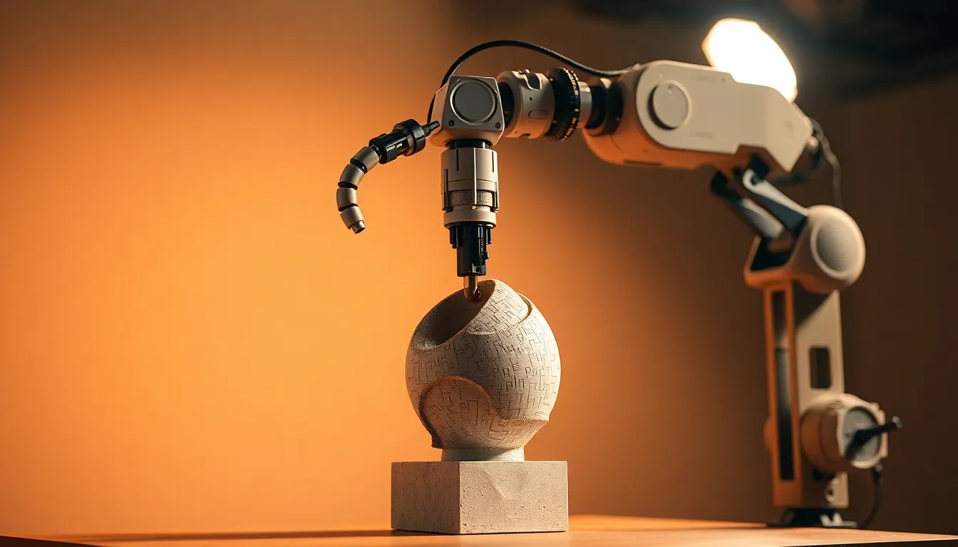 Robotic Arm Creating Sculpture
