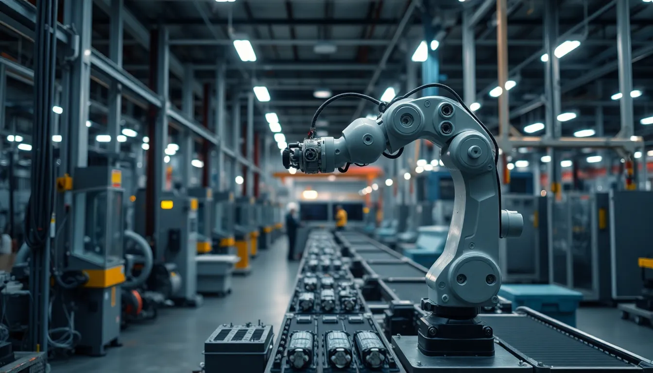 Industrial Robot Arm in a Factory