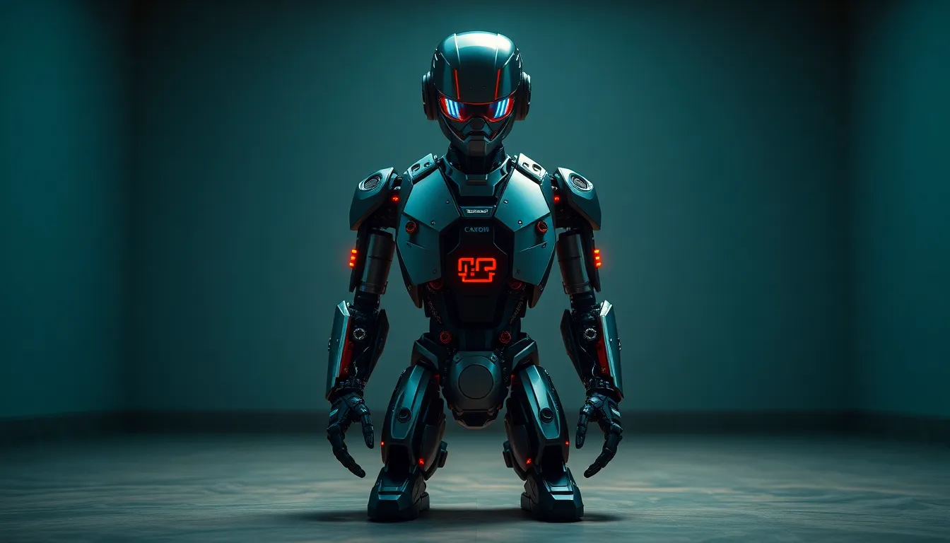 Humanoid Robot in Dramatic Studio Lights