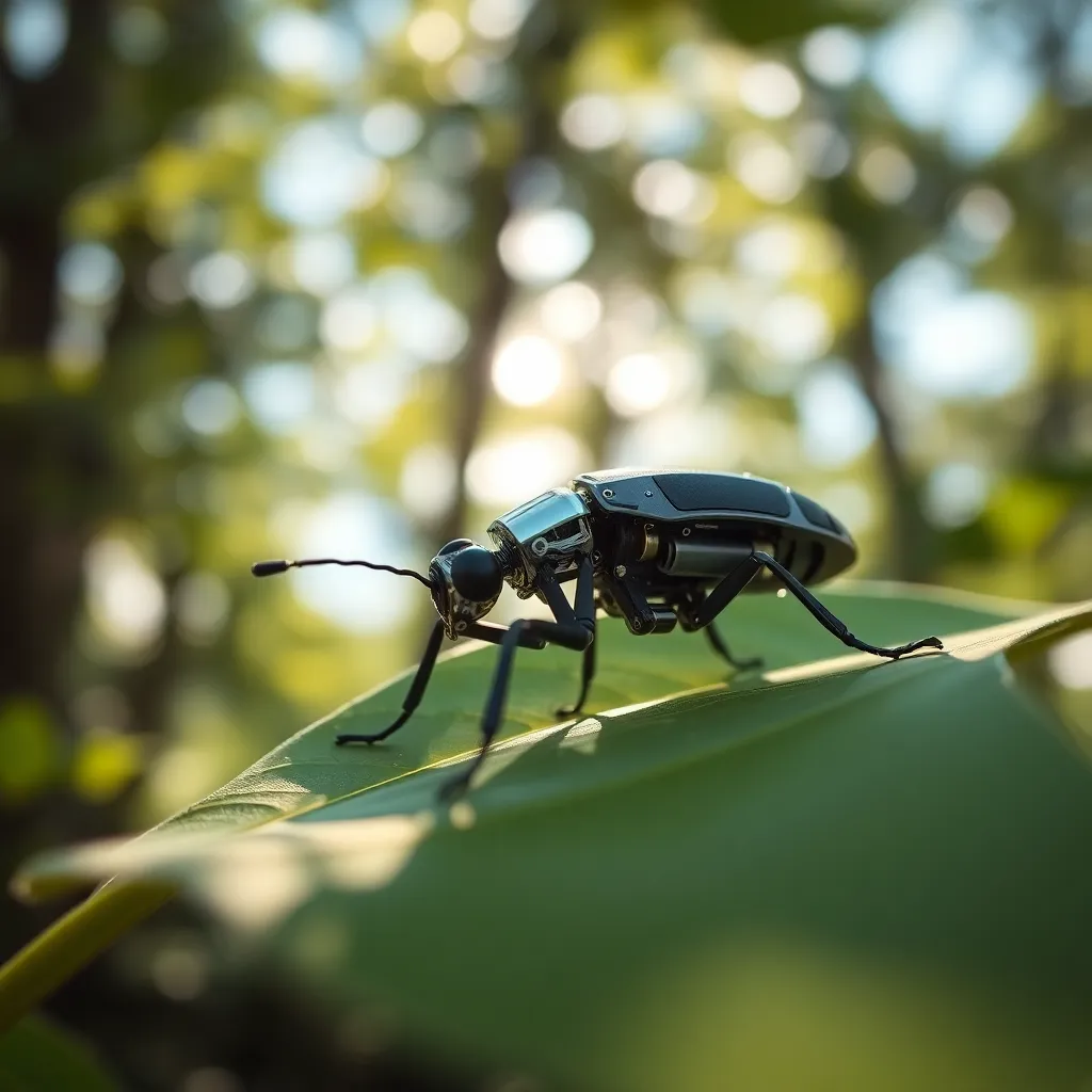 Robotic Insect on Leaf