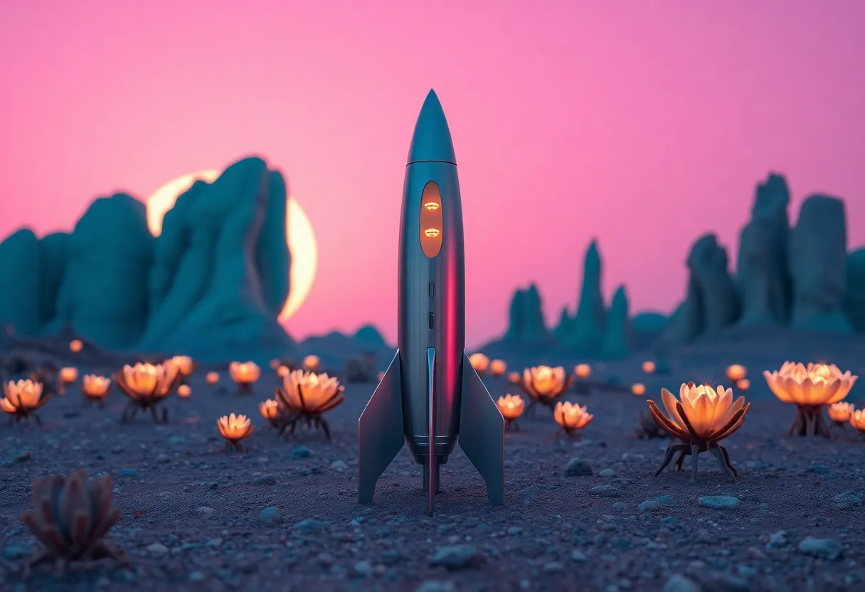Futuristic Rocket on an Alien Planet