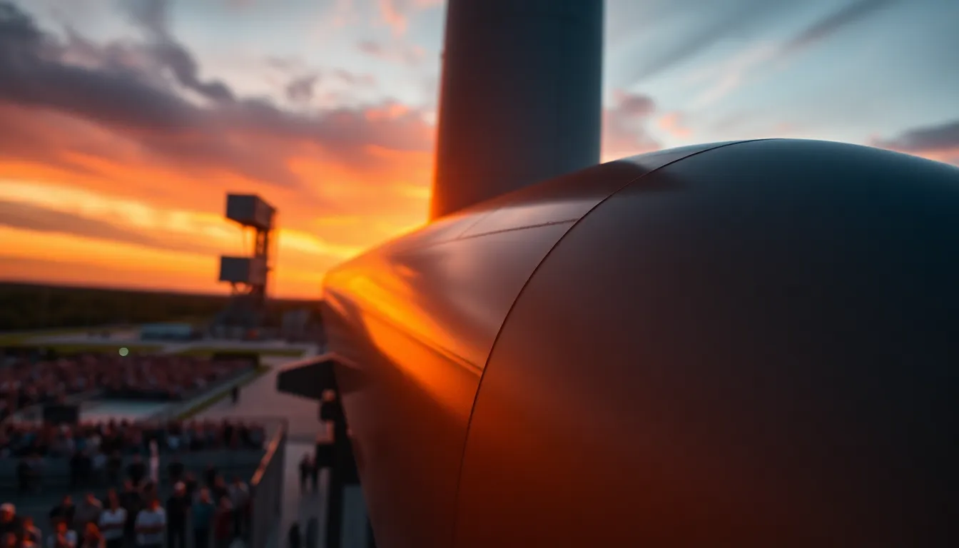 Rocket Preparing for Launch at Sunset