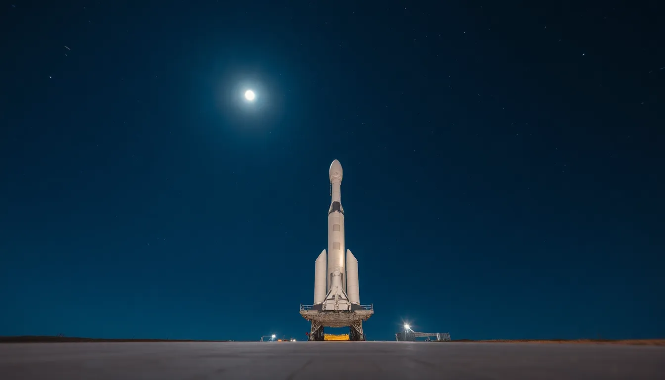 Rocket Under Starry Night Sky