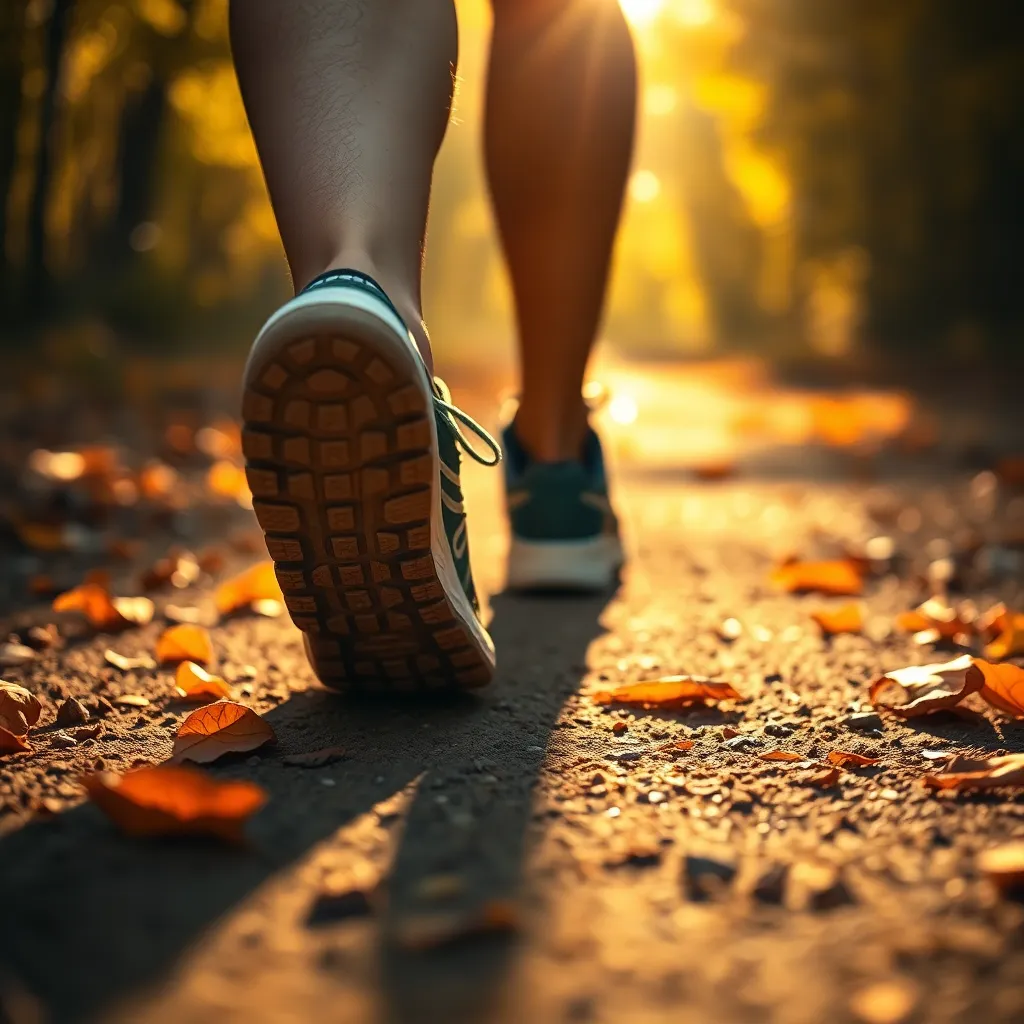 Running Shoes on Autumn Trail